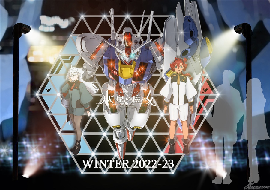 Suletta Mercury, Miorine Rembran and Gundam Aerial statue concept via Gundam Info